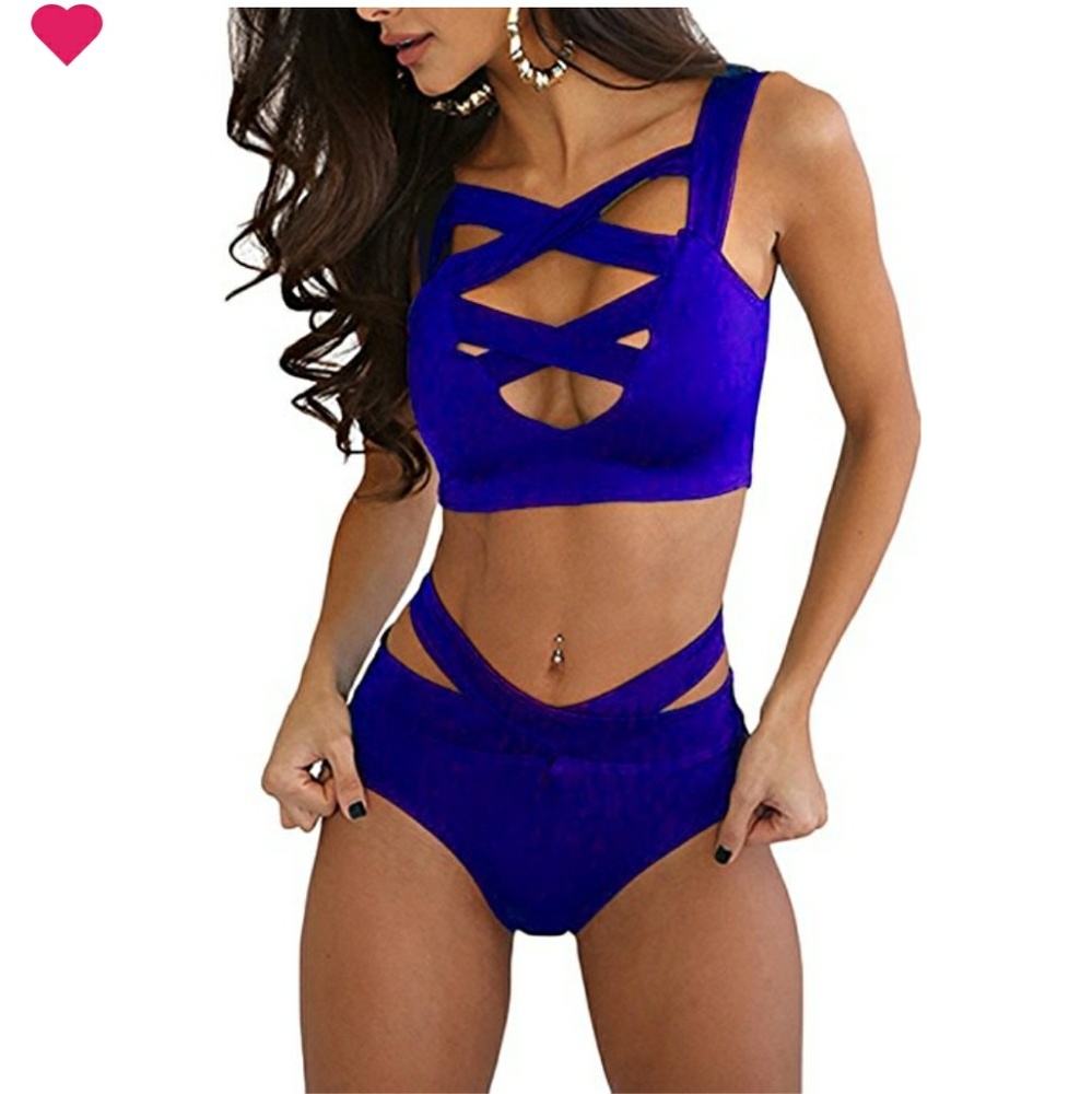 Criss Cross High Waist Bandage 2PCS Bikini Set